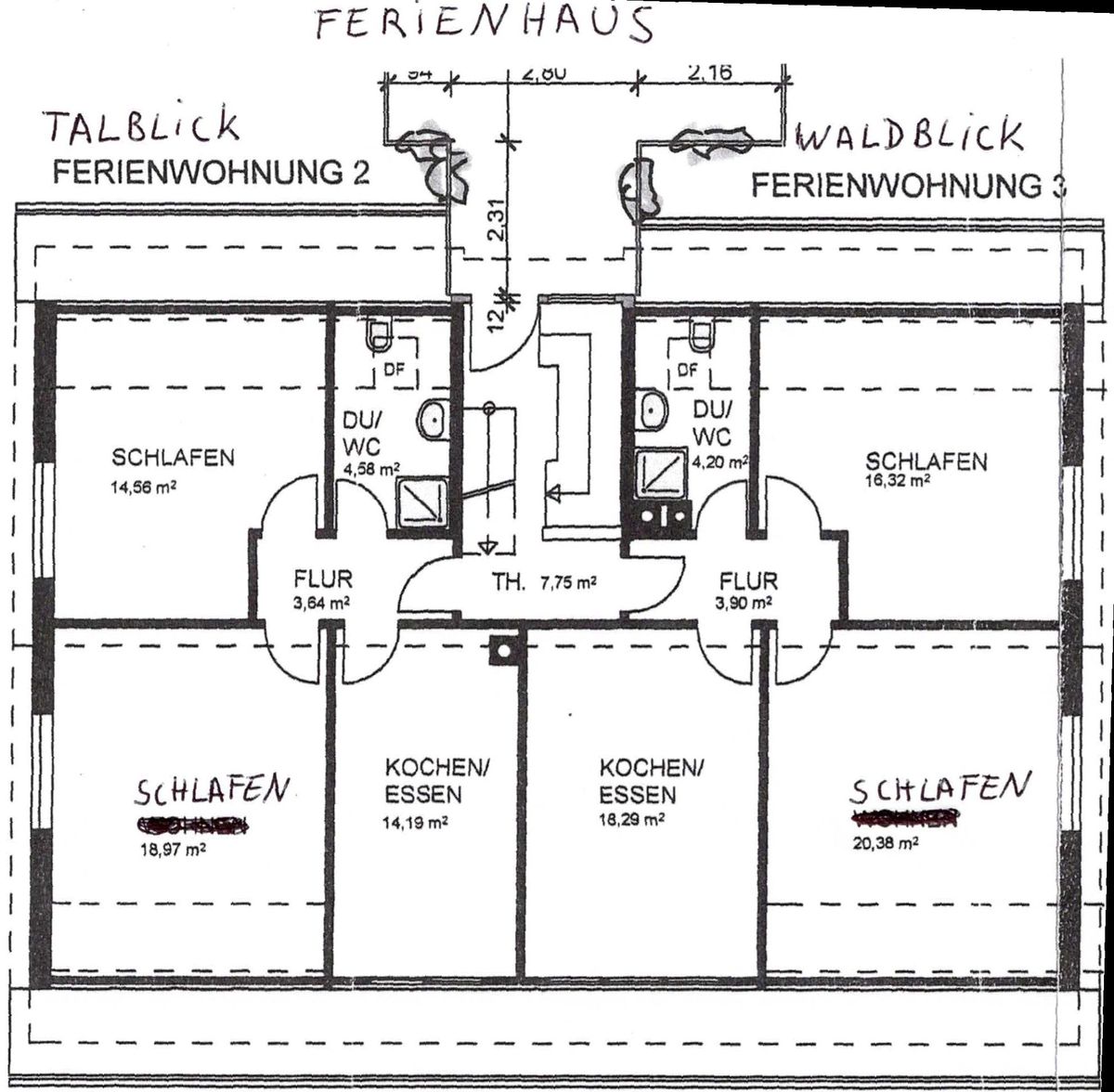 Grundriss der beiden Wohnungen im Ferienhaus